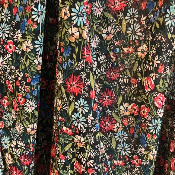 Lucky Brand Floral Boho Peasant Blouse Tassel Tie Size Medium - Picture 3 of 5